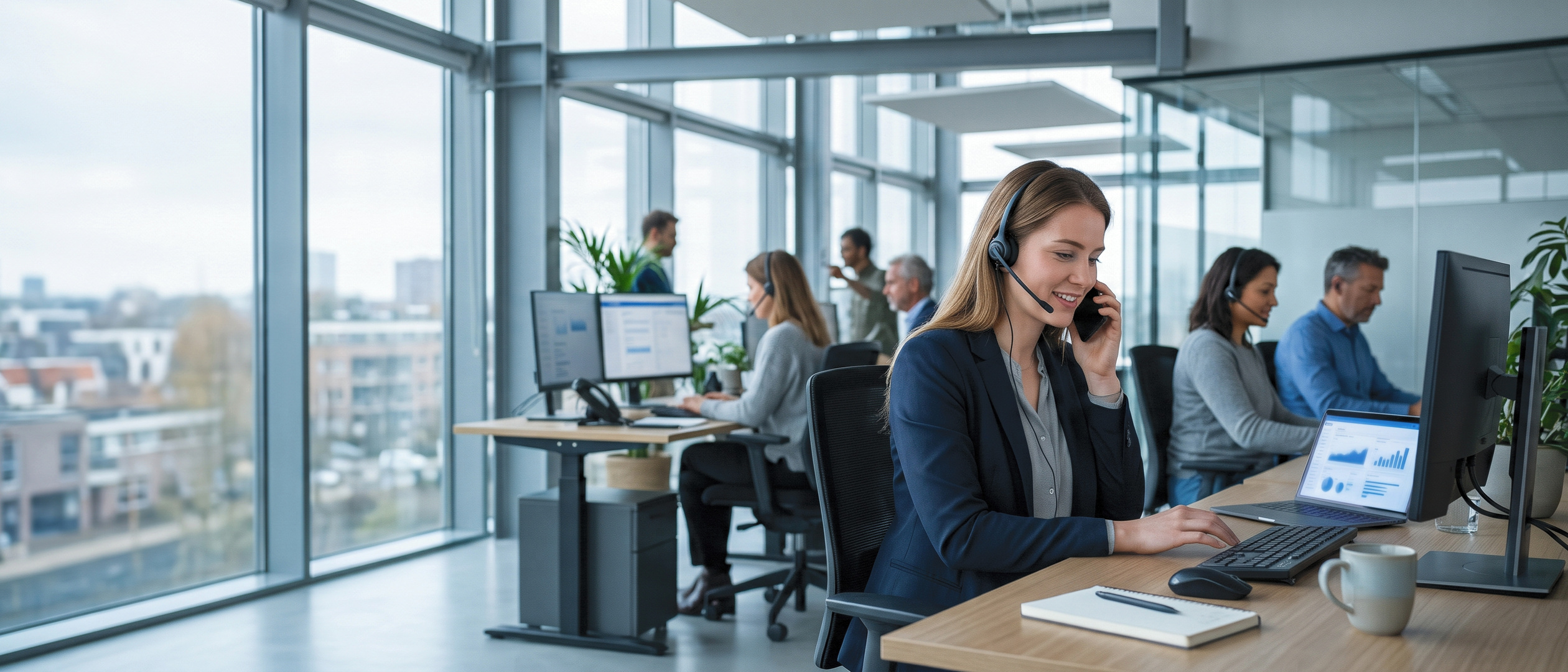 Binnendienst medewerker aan de telefoon