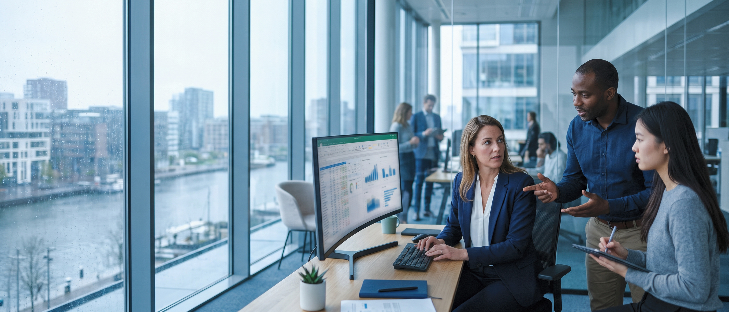 Financieel analist werkt aan een forecast