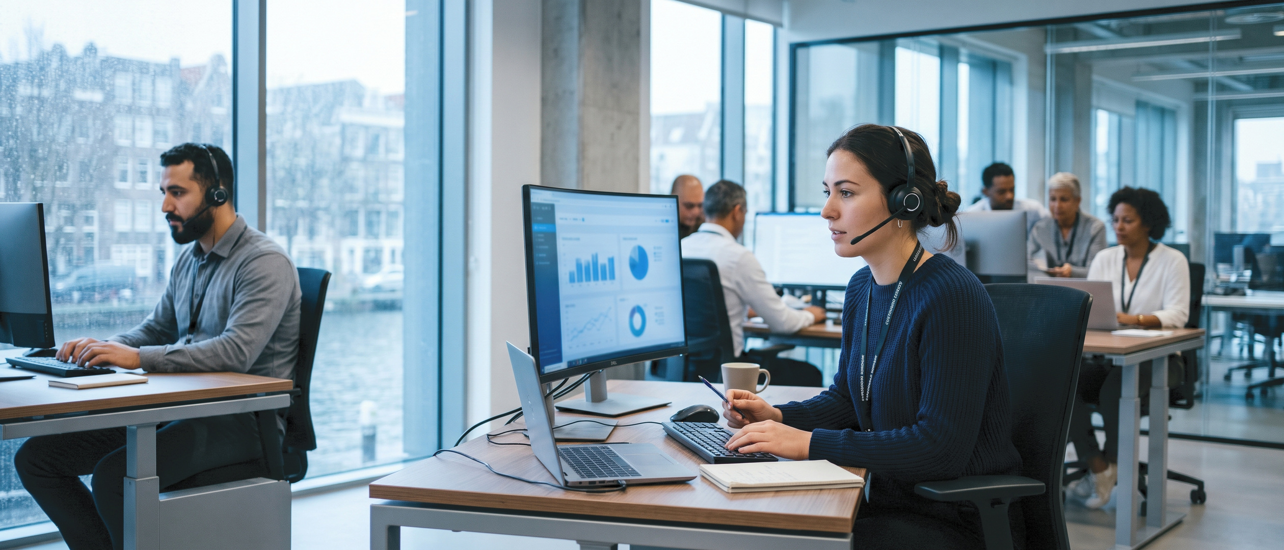 Klantenservice medewerker met headset
